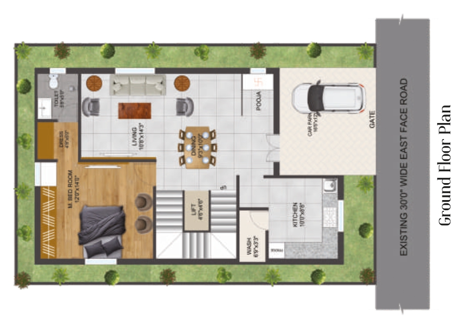 East Facing Villa - Ground Floor Plan